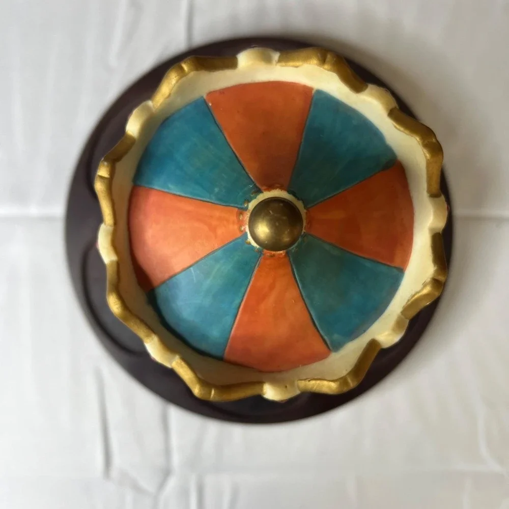 Vintage Musical Carousel Cigarette Lipstick Holder Rotating Vanity Music Box